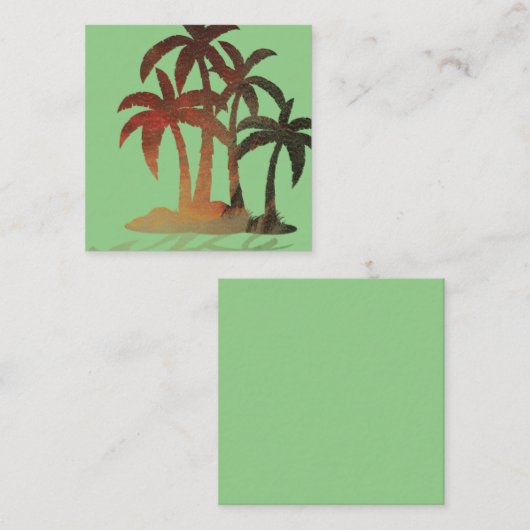 Carte De Visite Carré Beach Palm Trees (Devant / Derrière)