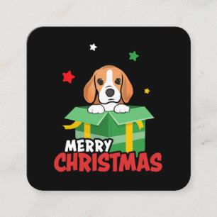 Carte De Visite Carré Beagle Père Noël Amateurs de Chiens Joyeux Noël Xm