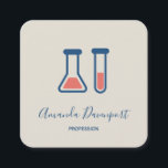 Carte De Visite Carré Beaker & Test Tube Science Themed<br><div class="desc">Cartes de visite avec un dessin mignon d'un tube d'essai et bécher. Parfait pour les types scientifiques.</div>