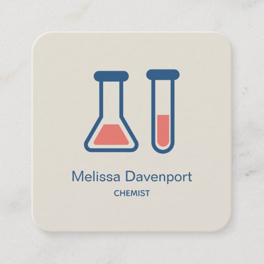 Carte De Visite Carré Beaker & Test Tube Science Themed (Devant)