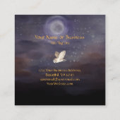 Carte De Visite Carré Beau arbre avec lanternes, lune et hibou (Dos)