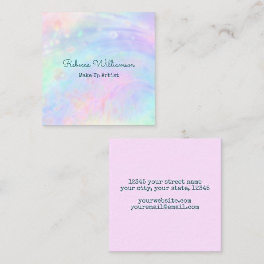 Carte De Visite Carré Beau arc-en-ciel esthétique Pastel Swirl Shell (Devant / Derrière)