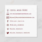 Carte De Visite Carré Beau Design d'intérieur rose pastel (Dos)