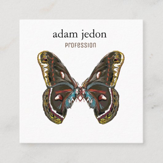 Carte De Visite Carré Beau dessin d'art papillon (Devant)