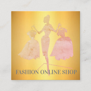 Carte De Visite Carré Beau doré élégant vêtements modernes bus carré