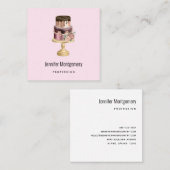 Carte De Visite Carré Beau gâteau de fête de Glam brillant (Devant / Derrière)