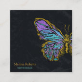 Carte De Visite Carré Beau logo de papillon décoratif noir (Devant)