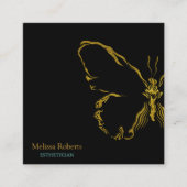 Carte De Visite Carré Beau logo de papillon décoratif noir (Devant)