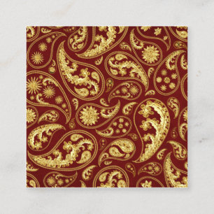 Carte De Visite Carré Beau modèle rouge-or inspiré par l'ethnie