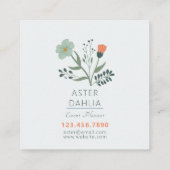 Carte De Visite Carré Beau motif botanique floral (Dos)