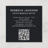 Carte De Visite Carré beau texte photographe moderne code QR noir (Dos)