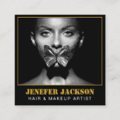 Carte De Visite Carré beau texte photographe moderne code QR noir (Devant)