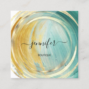 Carte De Visite Carré Beauté Bio Bio Shop QR Logo Soap Green Gold