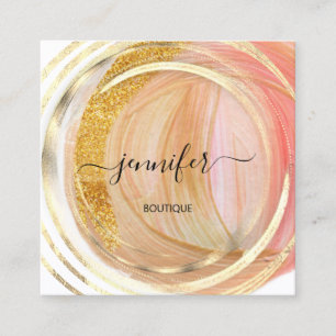 Carte De Visite Carré Beauté Bio Boutique QR Logo Soap Blush Gold