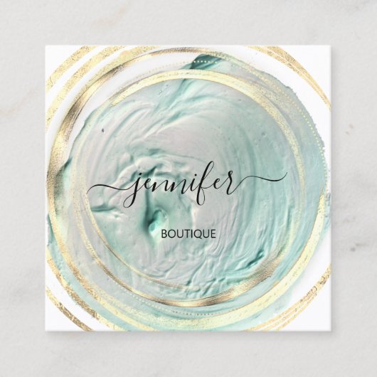 Carte De Visite Carré Beauté Bio Boutique QR Logo Soap Mint Blanc (Devant)