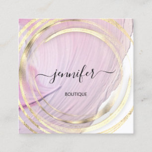 Carte De Visite Carré Beauté Bio Boutique QR Logo Soap Pink Gold