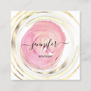 Carte De Visite Carré Beauté Bio Boutique QR Logo Soap Rose Blanc