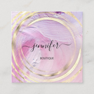 Carte De Visite Carré Beauté Bio Boutique QR Logo Soap Rose rose