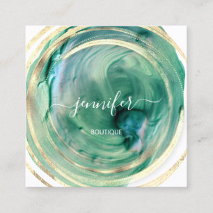 Carte De Visite Carré Beauté Bio Boutique QR Logo Soap Vert Blanc