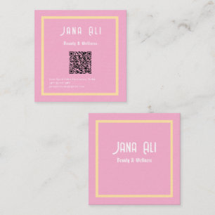 Carte De Visite Carré Beauté de luxe en or rose avec code QR à coeur