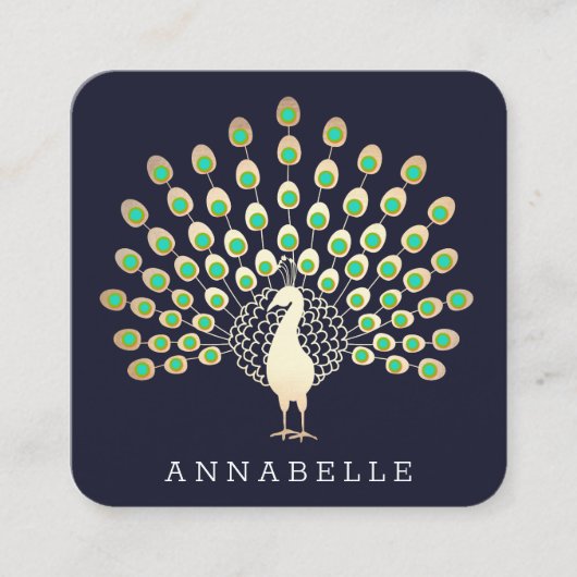 Carte De Visite Carré Beauté de paon et mode (Devant)