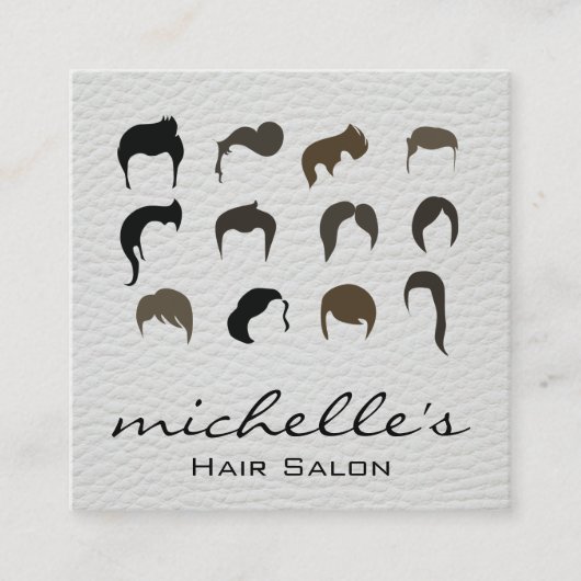 Carte De Visite Carré Beauté des femmes | Coiffeuse | Graphique de cheve (Devant)
