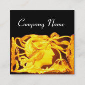 CARTE DE VISITE CARRÉ BEAUTÉ ÉLÉGANTE /LADY AVEC BOW JAUNE D'OR, FLEURS (Dos)