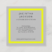 Carte De Visite Carré Beauté Jaune Neon moderne Lashes Esthétique Squa (Dos)
