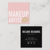 Carte De Visite Carré Beauté moderne de maquillage rose pâle (Devant / Derrière)
