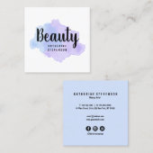 Carte De Visite Carré Beauté pourpre et bleue moderne élégante (Devant / Derrière)