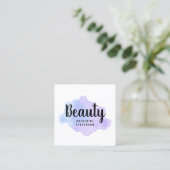 Carte De Visite Carré Beauté pourpre et bleue moderne élégante (Debout devant)