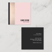 Carte De Visite Carré Beauté rose pâle et rayée or rose (Devant / Derrière)