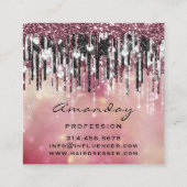 Carte De Visite Carré Beauté Studio Coiffeur maquillage Rose argent gout (Dos)