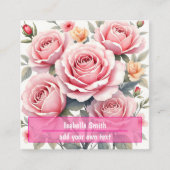 Carte De Visite Carré Beautiful Pink Roses Luxury Trendy Collection (Devant)