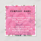 Carte De Visite Carré Beautiful Pink Roses Luxury Trendy Collection (Dos)
