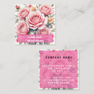 Carte De Visite Carré Beautiful Pink Roses Luxury Trendy Collection