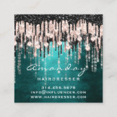 Carte De Visite Carré Beauty Studio Coiffeur Maquillage Rose Vert (Dos)