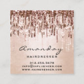 Carte De Visite Carré Beauty Studio Coiffure Rose de maquillage Diamant  (Dos)
