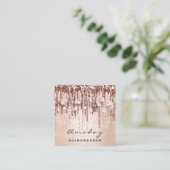 Carte De Visite Carré Beauty Studio Coiffure Rose de maquillage Diamant  (Debout devant)