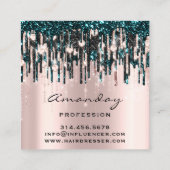 Carte De Visite Carré Beauty Studio Coiffure Rose de maquillage Diamant  (Dos)