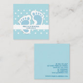 Carte De Visite Carré Bébé bleu mou Pieds de garçon (Devant / Derrière)