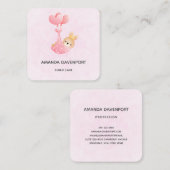 Carte De Visite Carré Bébé mignon dans une couverture de coeur (Devant / Derrière)