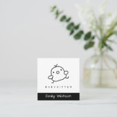Carte De Visite Carré Bébé mignon noir et blanc IG Babysitter (Debout devant)