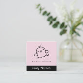 Carte De Visite Carré Bébé mignon noir et rose IG Babysitter (Debout devant)