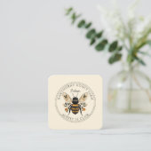 Carte De Visite Carré Bee Beekeeper Honey Apiary Business Card (Debout devant)