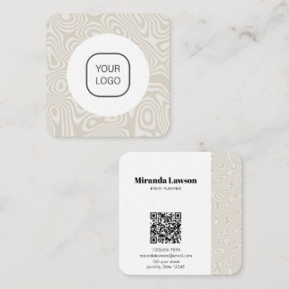 Carte De Visite Carré Beige Birch Minimaliste