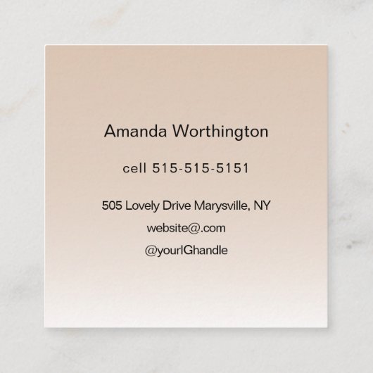 Carte De Visite Carré Beige Blush Lashed Minimalist Script Photo (Dos)