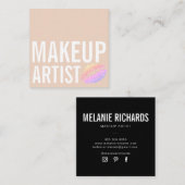 Carte De Visite Carré Beige maquillage moderne (Devant / Derrière)