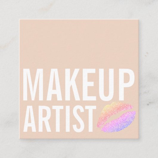 Carte De Visite Carré Beige maquillage moderne (Devant)