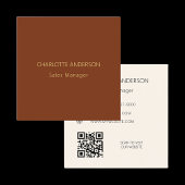 Carte De Visite Carré Beige rouille QR code site web